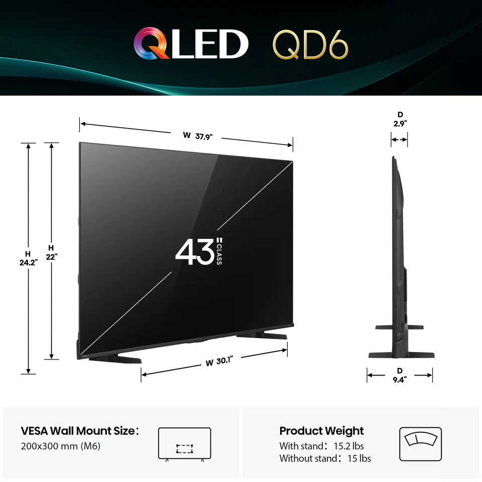 Hisense - 43" Class QD6 Series QLED 4K UHD HDR Smart Fire TV (2025) - Image 3 of 4