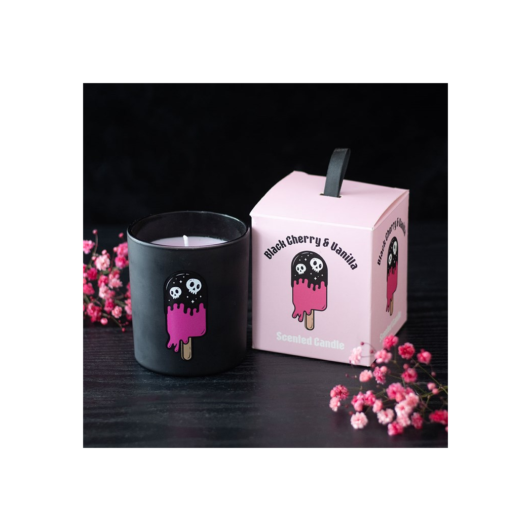 Black Cherry & Vanilla Scented Gothic Summer Lollipop Design Candle