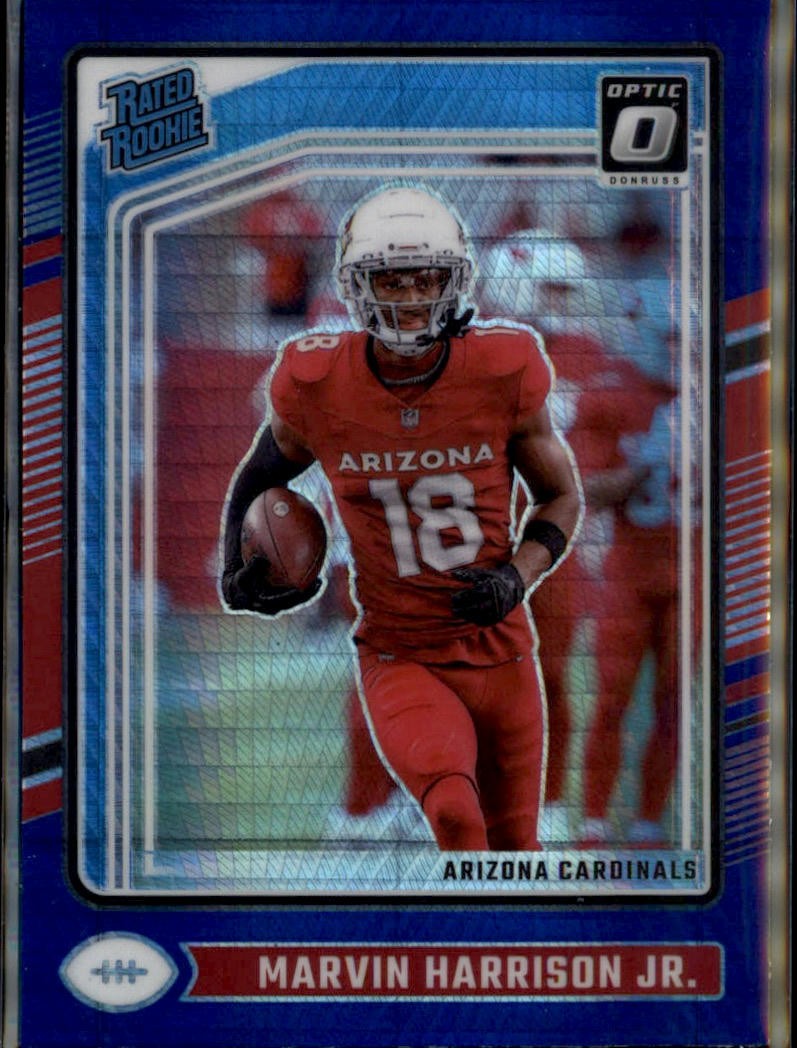 2024 Donruss Optic #276 Marvin Harrison Jr. Blue Hyper Arizona Cardinals