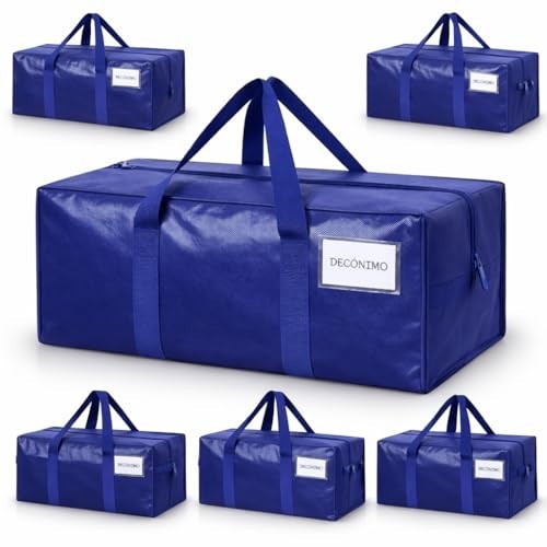 6 Pack Extra Heavy Duty Large Moving Bags with Strong Zipper & Comfortable Ha...