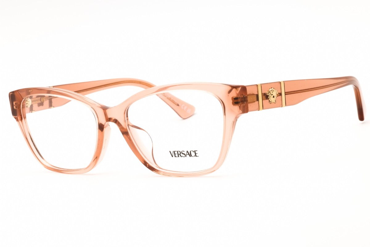 Versace VE3344F 5434 Brown Transparent 54mm Eyeglasses New Authentic