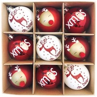 Weihnachtskugeln 9Tlg. 6Cm Kunststoff Christbaumkugeln Rot Weiß Weihnachtsdeko