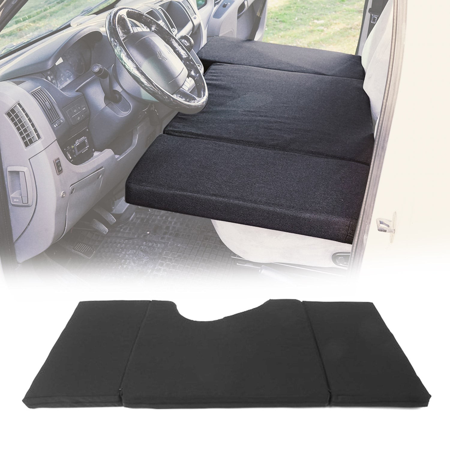 Matelas camping pliable Renault Trafic X83 tissu polyester noir finition premium