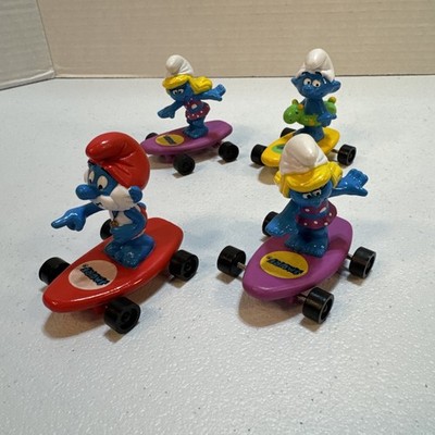 Smurf Hardee's Skateboard Figures PVC 1990 Lot of 4 - Applause Peyo