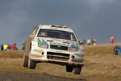 Francois Duval (BEL) jumps on Stage 9 WRC 2006 Motor Racing Rally Car Old Photo