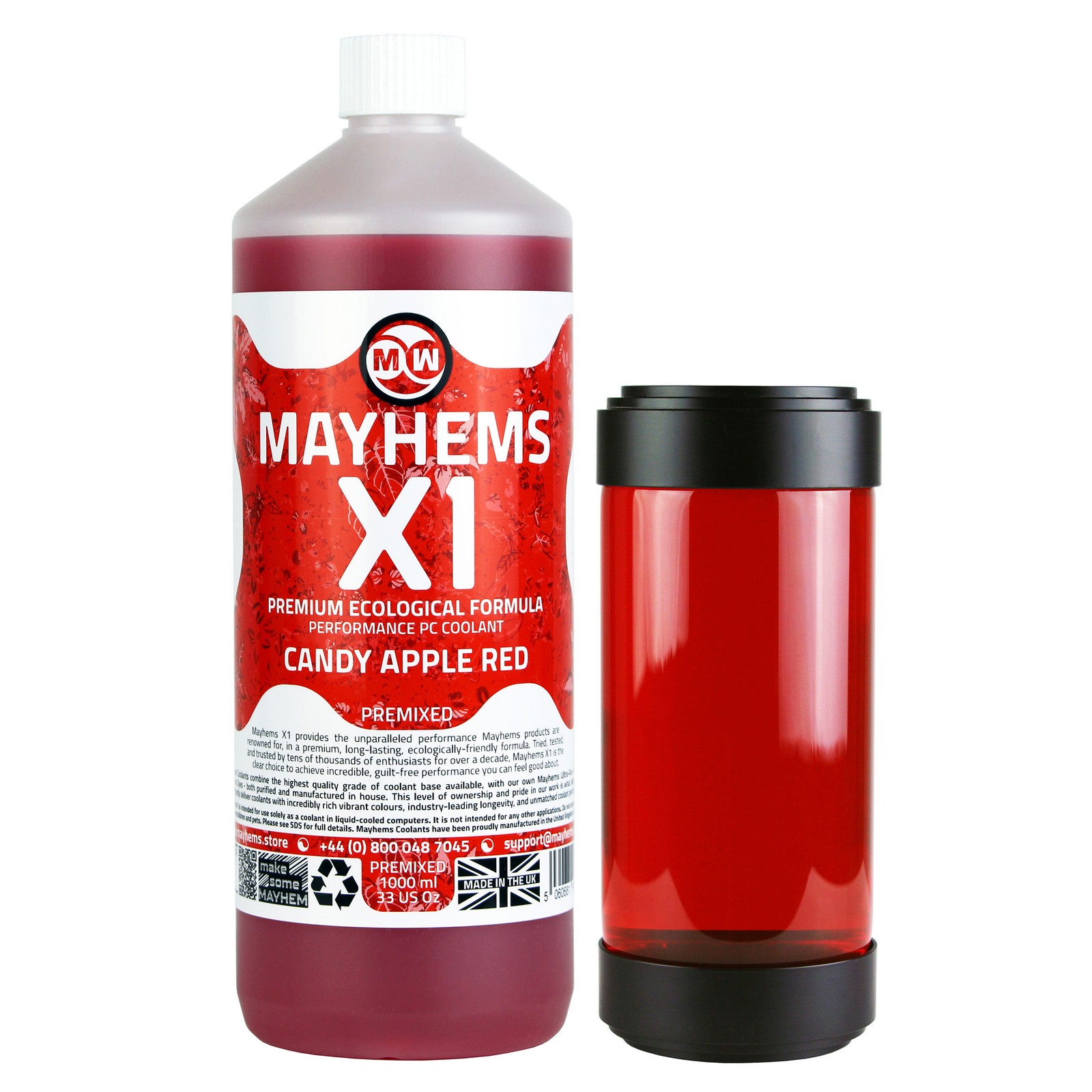 Mayhems - PC Coolant - X1 Premix - Eco Series, 1 Litre, Candy Apple Red