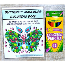 Butterfly Mandalas Coloring Book Adults 30 Pages Crayola Coloring Pencils