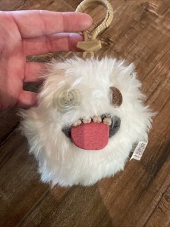 Fuggler White Fluffy Plush Keychain Funny Ugly Monster Clip On