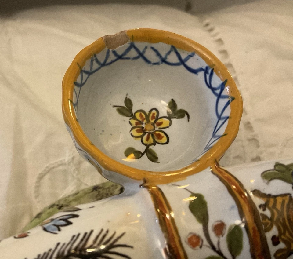 VTG Prefailles Quimper Pottery Marks Salt & Pepper Double Cellar Faience Donkey - Image 3 of 4