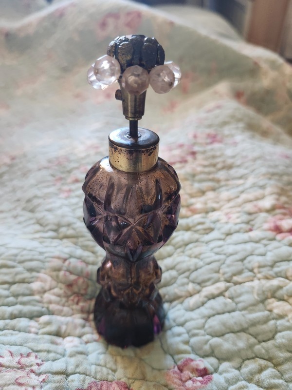 antique glass perfume bottle purple