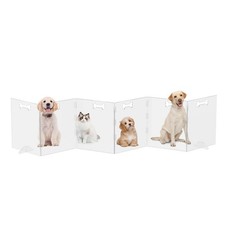 Clear Acrylic Dog Gate, 6 Panel 120" W x 24" H, Transparent Freestanding Pet ...