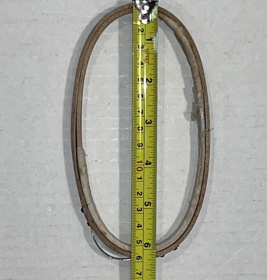 Antique Embroidery Hoop Adjustable Bow Spring 6” X 3” Wooden FELT LINED - Image 3 of 4