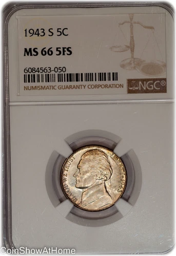 1943-S 5C NGC MS66 FS 