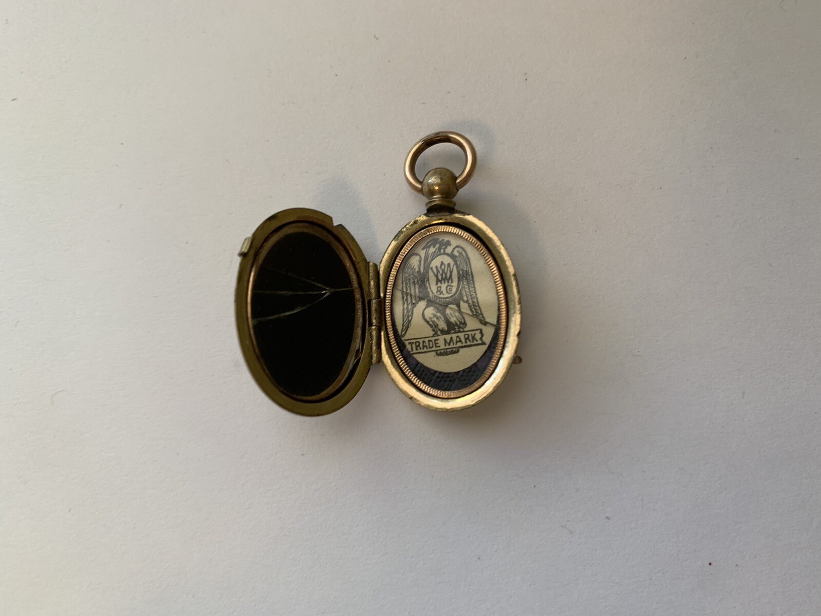 Vintage Golden Locket with Original Glass Frame Gem