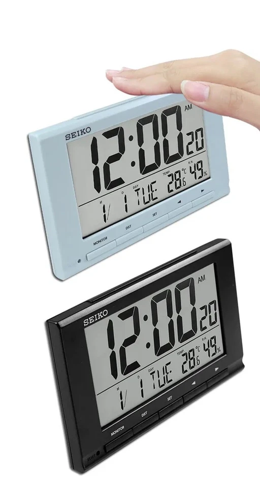 Seiko QHL090 Digital Alarm snooze beep LCD light Calendar Thermometer Hygrometer - Image 3 of 4