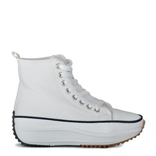 Altamoda Zapatillas de Lona con Plataforma para Mujer  Blancas de Moda