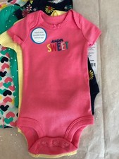 CARTER'S 5 PACK GIRLS BODYSUITS GREAT COLORS NWT FLOWERS HEARTS