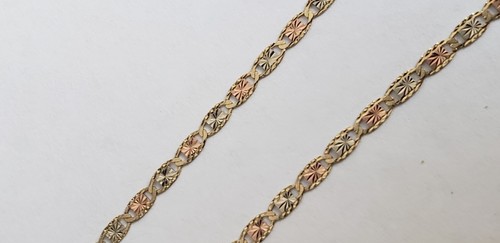 Real 10k yellow white and Rose gold chain necklace 2 mm 20 inches long - Picture 4 of 12