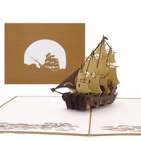 "Pop Up Karte \"Segelschiff\" 3D Geburtstagskarte, Gutschein, Einladung Schifffahrt"