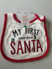 'My First Visit From Santa' - Teething Bib - Just One You 100 Cotton - NEW
