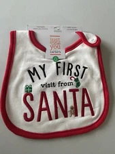 'My First Visit From Santa' - Teething Bib - Just One You 100% Cotton - NEW