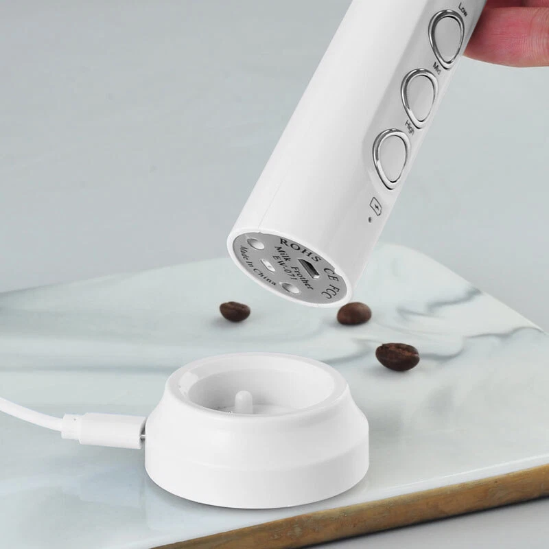 Milk Frother Handheld Double Whisk Foam Coffee Maker USB Rechargeable Electric