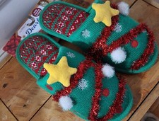 Dearfoam Unisex Men's 7-8 Women's 9-10 Christmas Slippers New