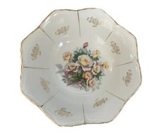 Ucago Japan White Gold Floral Decorative Ceramic Serving Bowl Vintage Decor