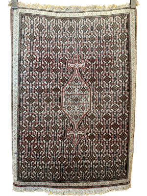 Handgeknüpfter Perser Orientteppich Senneh Art Deco - Naturfarben 104x73 cm