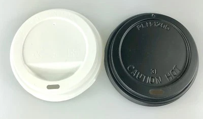 WE CAN SOURCE IT LTD 8oz (80mm) Black And White Recyclable Plastic Coffee Cup Lids For Paper Cups