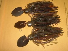 Custom Bladed Jig Lot Of 3 Camo Craw Shudder Bait Yank Tackle Exclusive LOOK Wow