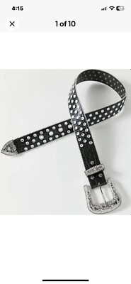 Urban Outfitters All Over Rhinestone Western Studded Belt, Black