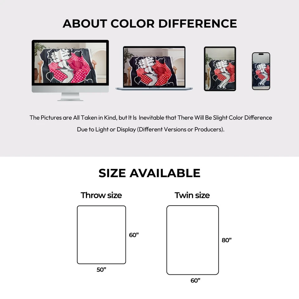 Betty Boop Fleece Blanket Twin Size, HD Digital Print Soft Sofa Throw Blanket... - Image 2 of 4