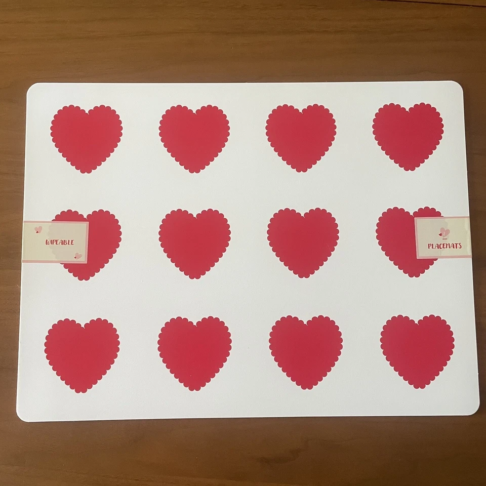 Juego de 2 manteles individuales Red Heart San Valentín Bullseye Playground Target Foto 2 de 4