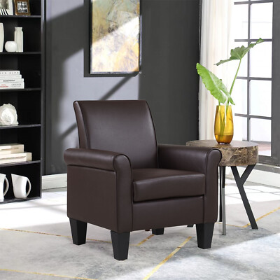 Upholstered Armchair Faux Leather Single Sofa High Back for