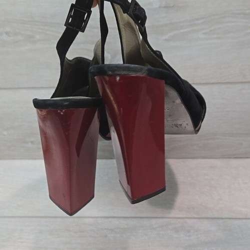 Diane Von Furstenberg Women Marlene Leather lagguer Heels Sandals shoes sz 9.5M - Picture 8 of 14