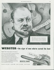 1949 Webster Cigars Burl Ives Wayfaring Stranger Ashtray Vintage Print Ad SP17