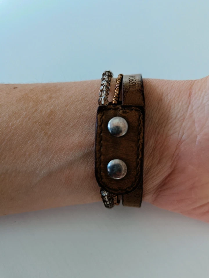 Fossil Perlen-Leder-Armband Braun Kunstleder - Bild 4 von 4