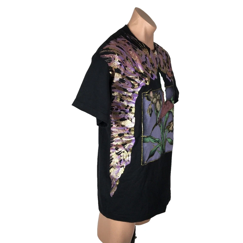 Camiseta De Colección Colibrí Negra XL EE. UU. Pantalla Estrellas Mejor Púrpura/Dorado Brillo Splat Foto 4 de 4