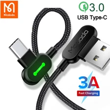 USB Type-C Fast Charger Right Angle USB-A to USB C Charging Cable Data SYNC Cord