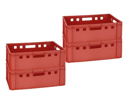 4 Stück Grillbox Fleischerkiste Transportbox 60x40x20 cm rot E2 NEU