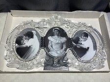 Mikasa Princess Triple Oval Frame 13 1/4  Lead Crystal 3 1/2  x 4 1/2  Photos