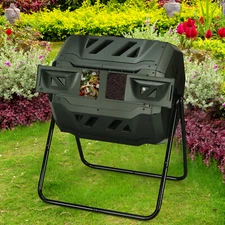 45Gallon Dual Rotating Chamber Compost Tumbler Garden Waste Bin Fertilizer Garde