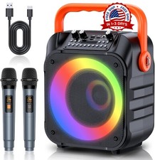 M quina de karaoke, con 2 micr fonos inal mbricos, altavoz port til Bluetooth PA