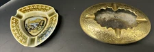 Set of 2 Ashtrays Irish Porcelain Ireland Farm Graphic & Brass Cigarette Smaller