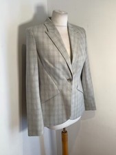 Elie Tahari Fitted Blazer Jacket Uk 8 Vgc Smart Fitted Grey Check Work