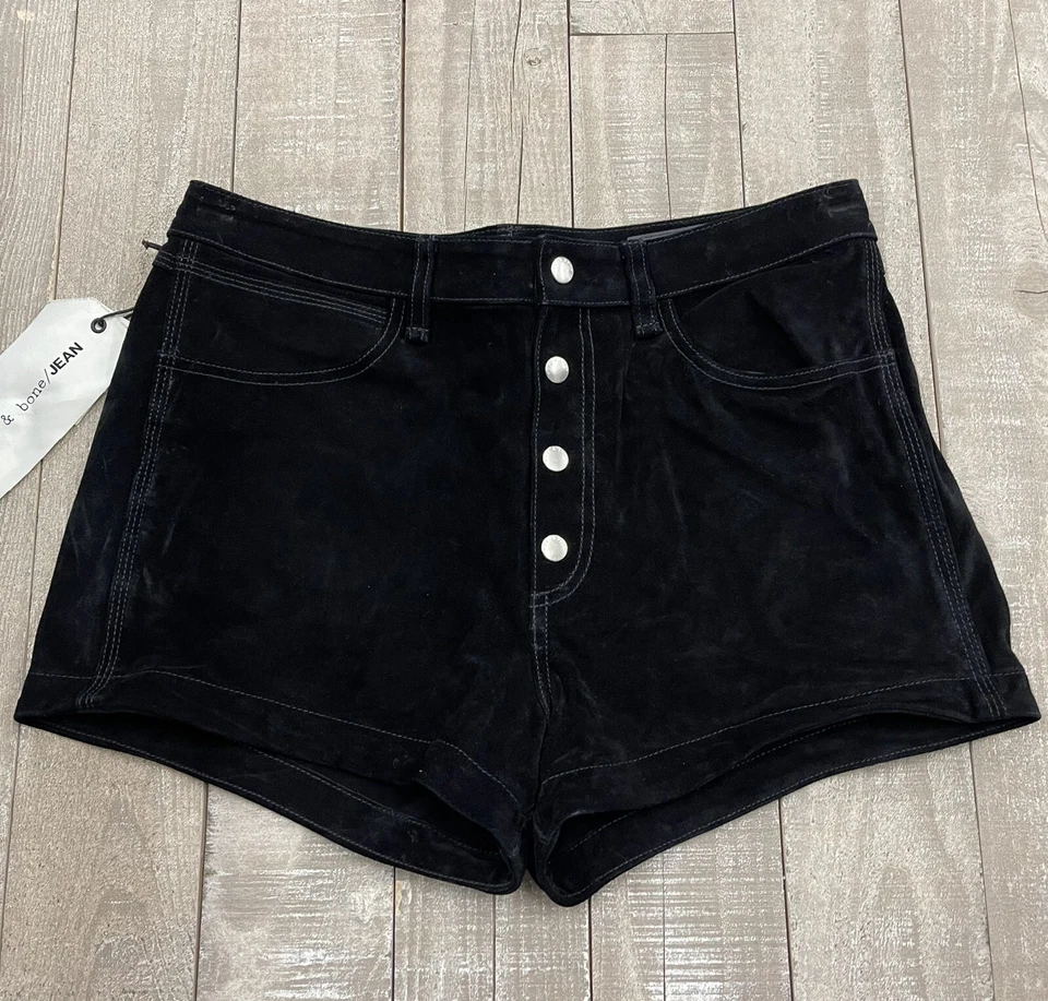 Nuevo con etiquetas $495 Rag & Bone Lou Short en gamuza negra Talla: 29 Foto 2 de 3