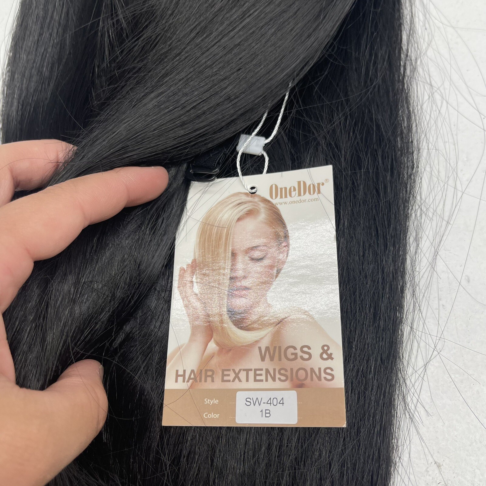 Onedor Black Synthetic 3/4 Half Wig On Mesh Cap New