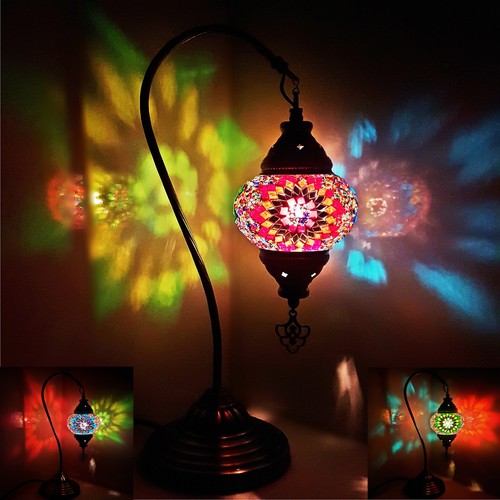 Moroccan Turkish Mosaic Lamp Colourful Glass Handmade Table Desk Light FREE BULB - Picture 266 of 436
