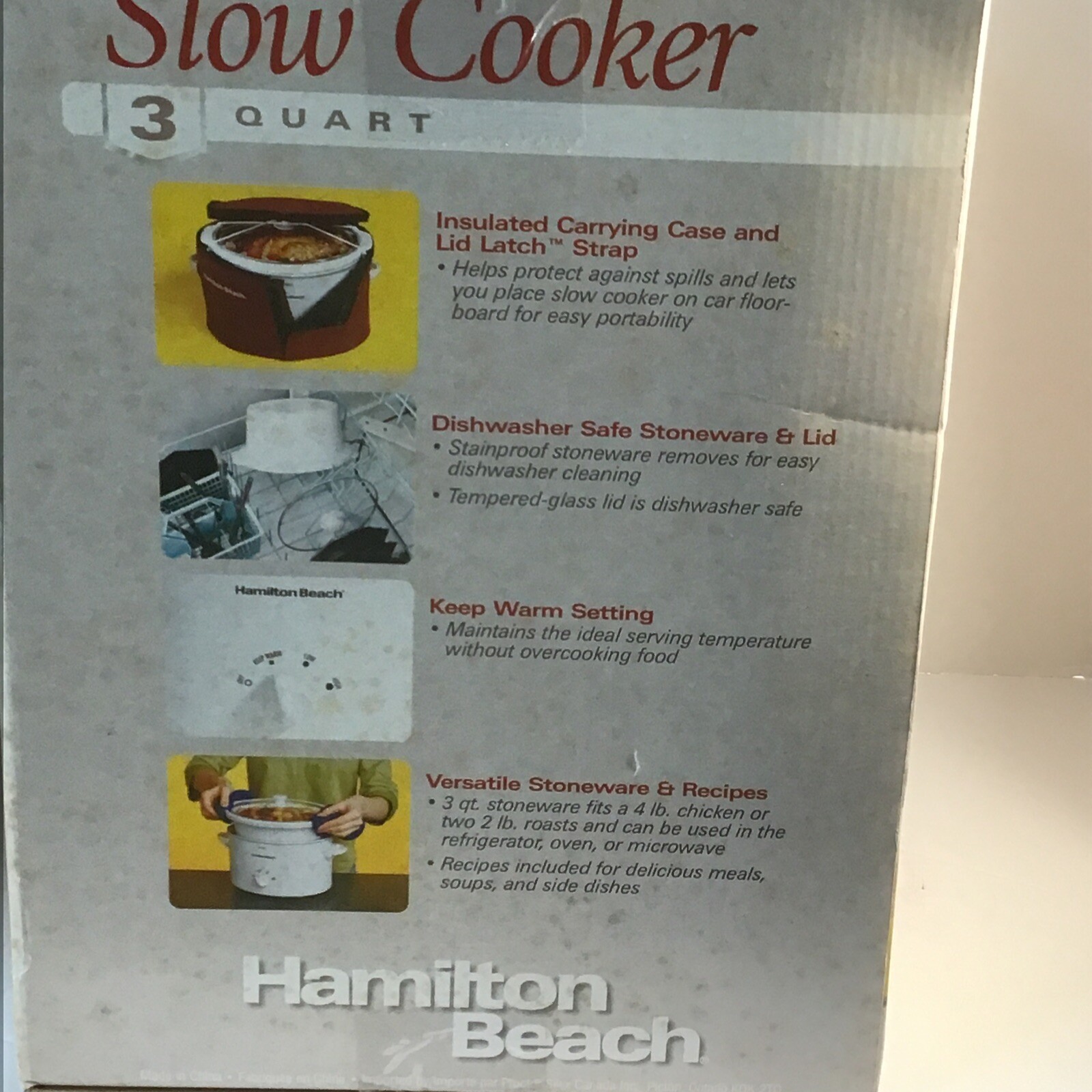 Hamilton Beach 3 Quart Slow Cooker White Model # 33130TC New Sealed W/Carry Case